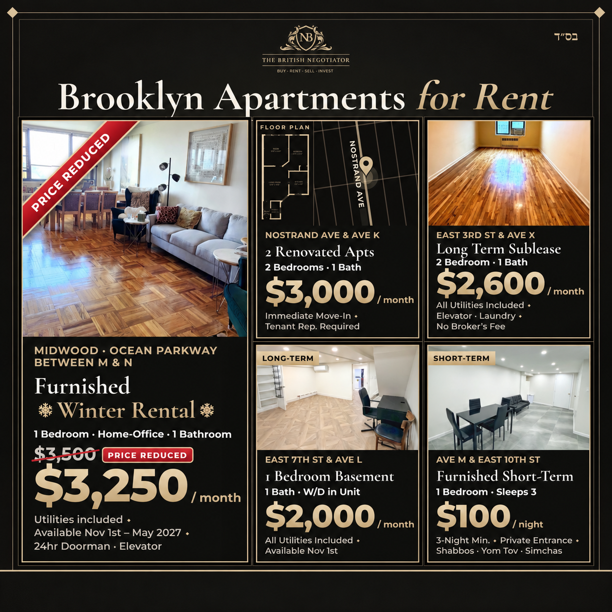 Brooklyn apartments for rent with supplied property photos and advertised rental details