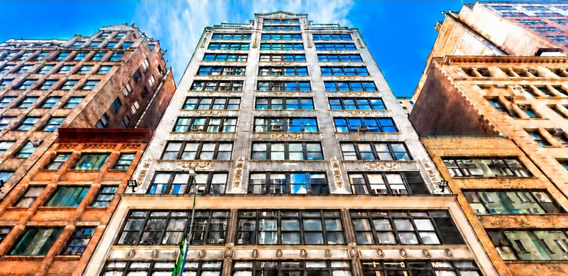 Supplied building photograph for the West 36th Street office leasing opportunity