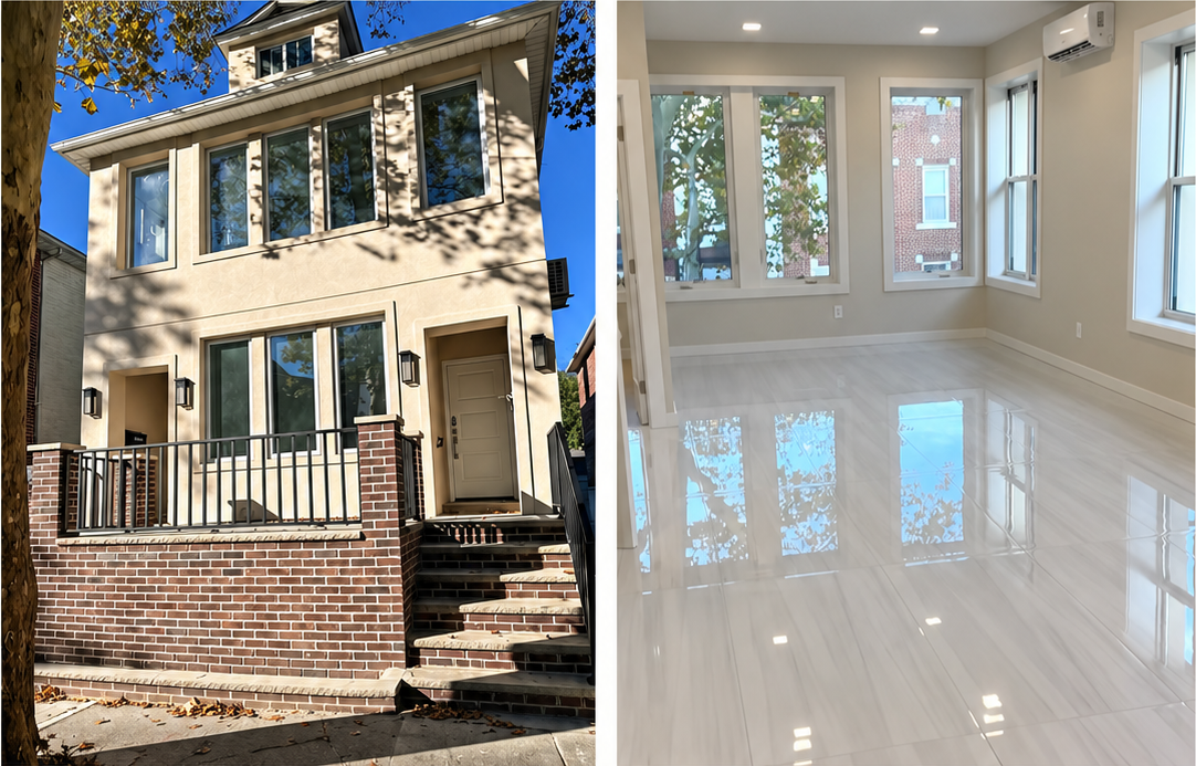 Original owner-supplied exterior and interior photographs of the East 17th Street between T & U, Brooklyn, NY rental apartment